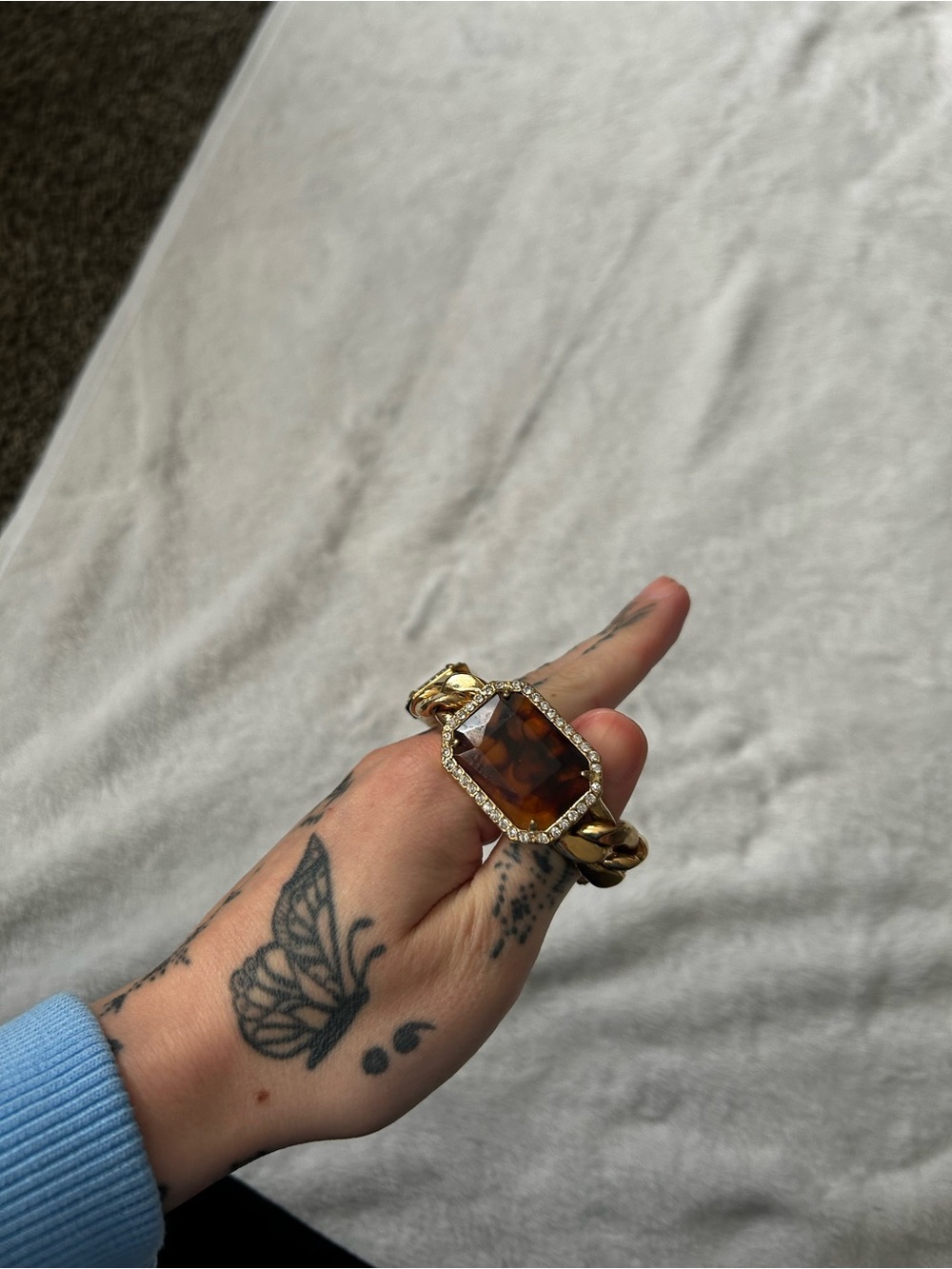 Gold-Tone Tortoiseshell Statement Bracelet